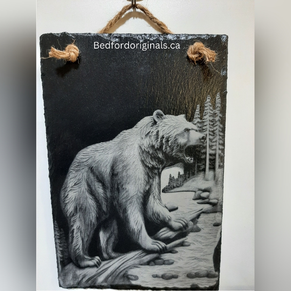 Engraved Slate Decor - Bear